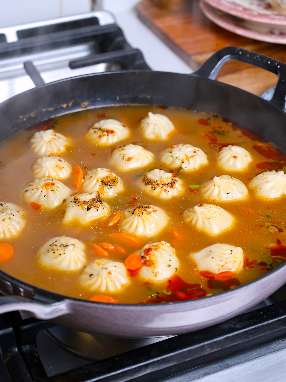 10Minute Chili Crisp Dumpling Soup
